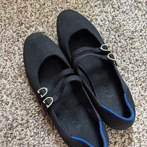 Rothy's Black Double Buckle Mary Jane Ballet Flats